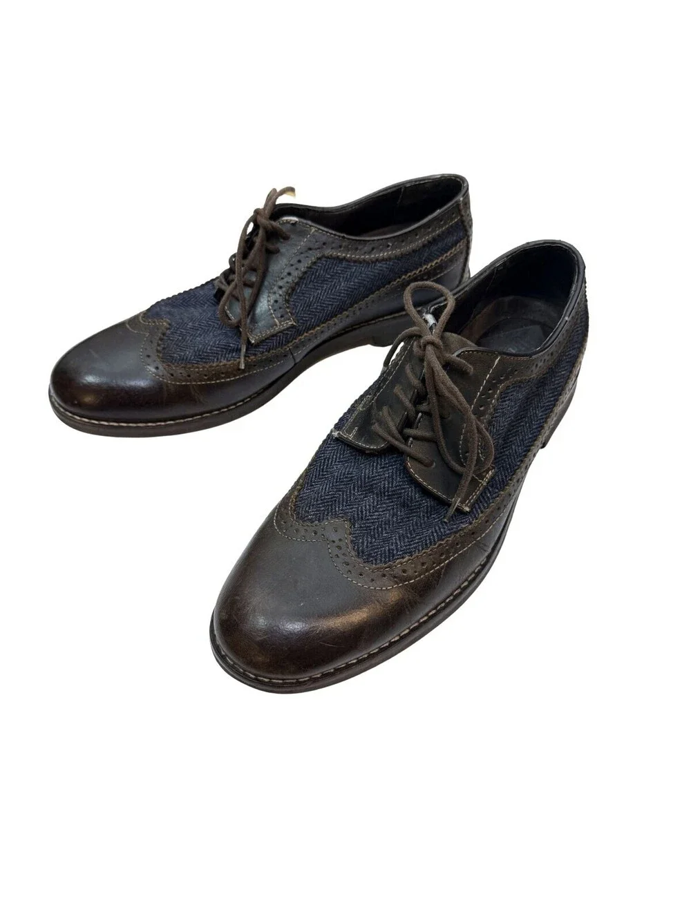 Bass Men's Leather and Fabric Wingtip Dress Shoes Size 9M